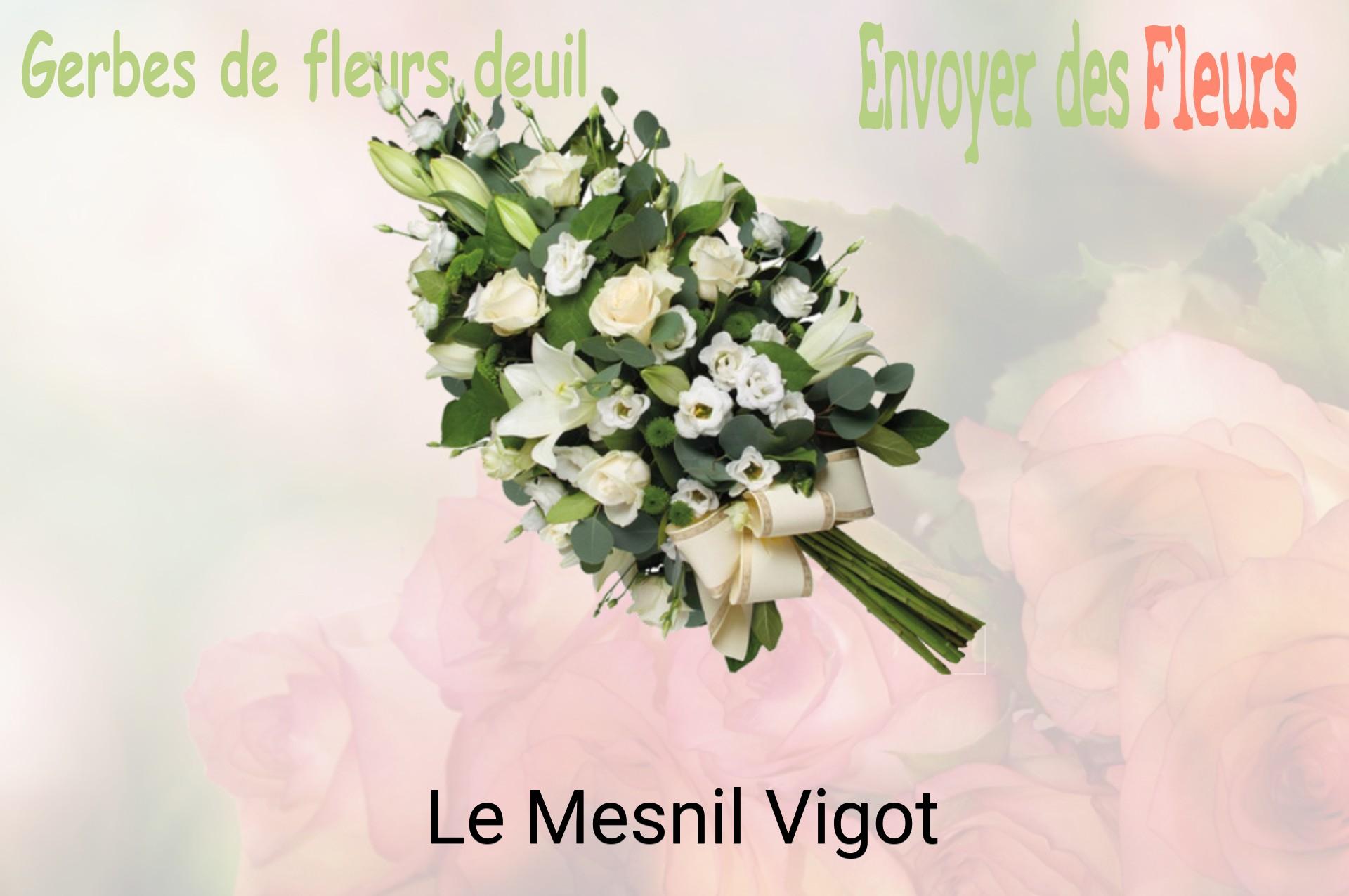 Gerbe de fleurs de deuil livrée à Le Mesnil-Vigot